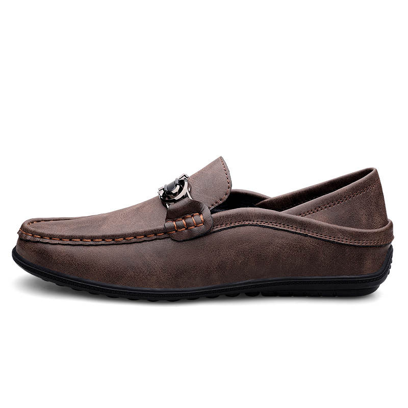 YINGLUNQISHI Cow Leather Casual Shoes Men's Brown