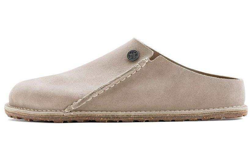Birkenstock Suede Closed Toe Slippers Unisex Light Umber Narrow