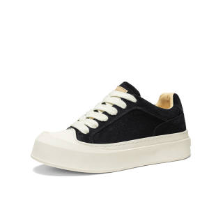 Lanza American Large Head Minimalist Style Canvas Shoes Men's Niche Black White Height Increasing Platform Shoes Suede
