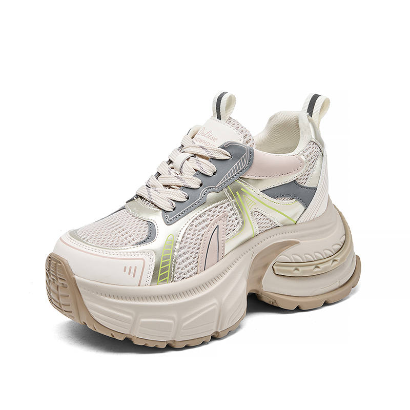 QITUMAUL Cow Split Leather Low top Chunky Sneakers Women's