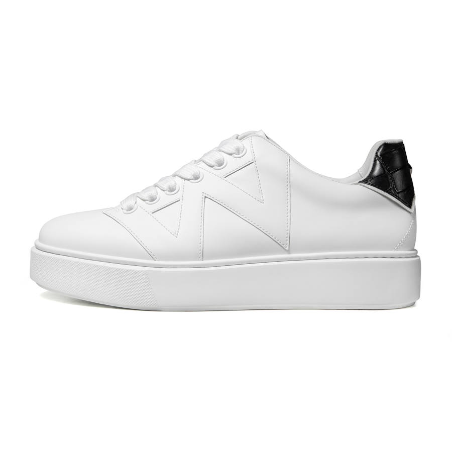 THOM WILLS Casual Versatile Calfskin White Sneakers Skateboard Shoes Men's White
