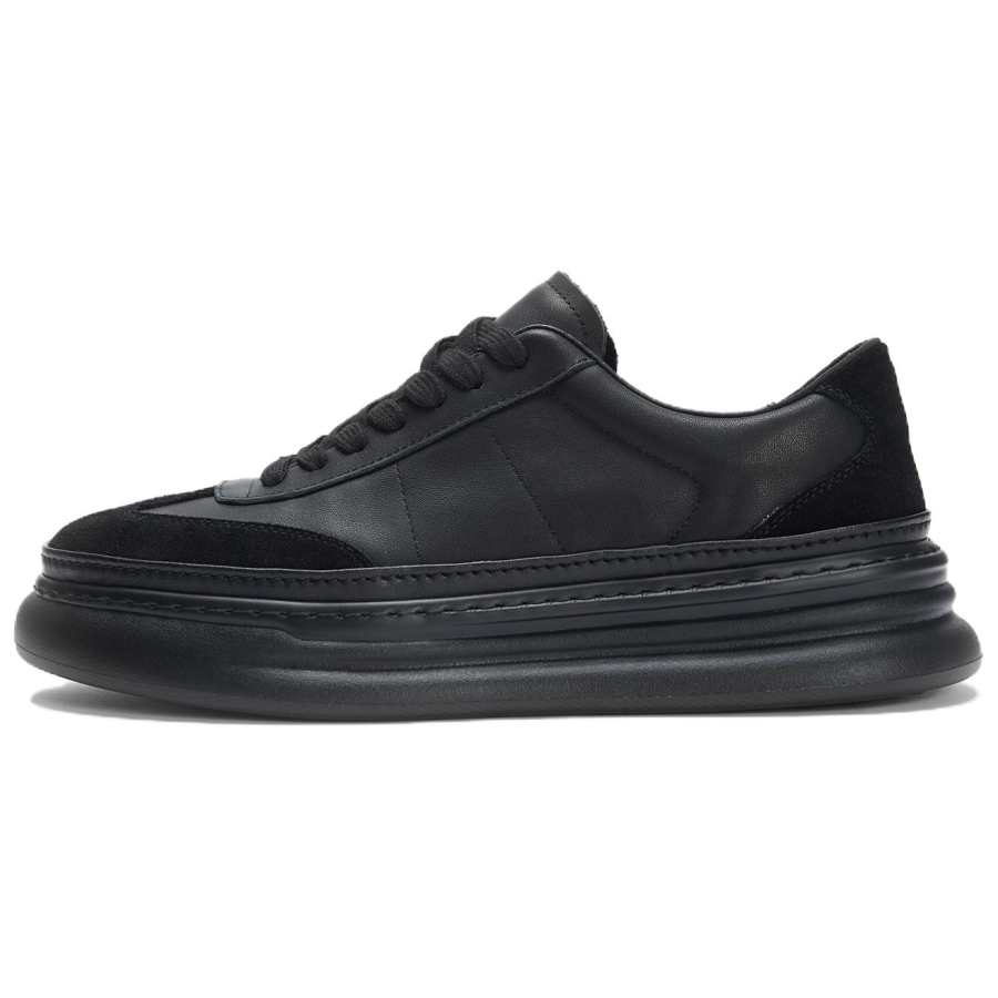 HERBEL Cow Leather Breathable Low top Skateboard Shoes Men's Black