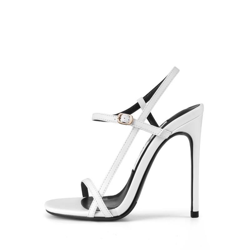 Ganxiaojie Microfiber Leather Sexy One Strap Sandals Women's White