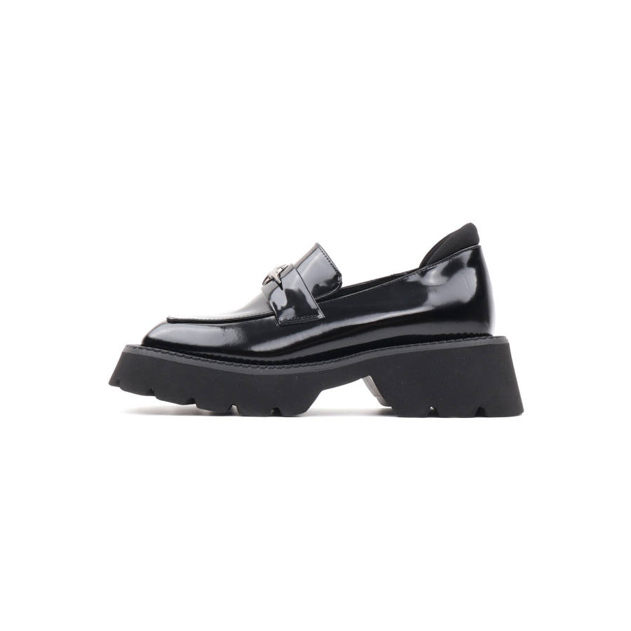 Asthershop Top Grain Cow Leather Loafers Women's Black