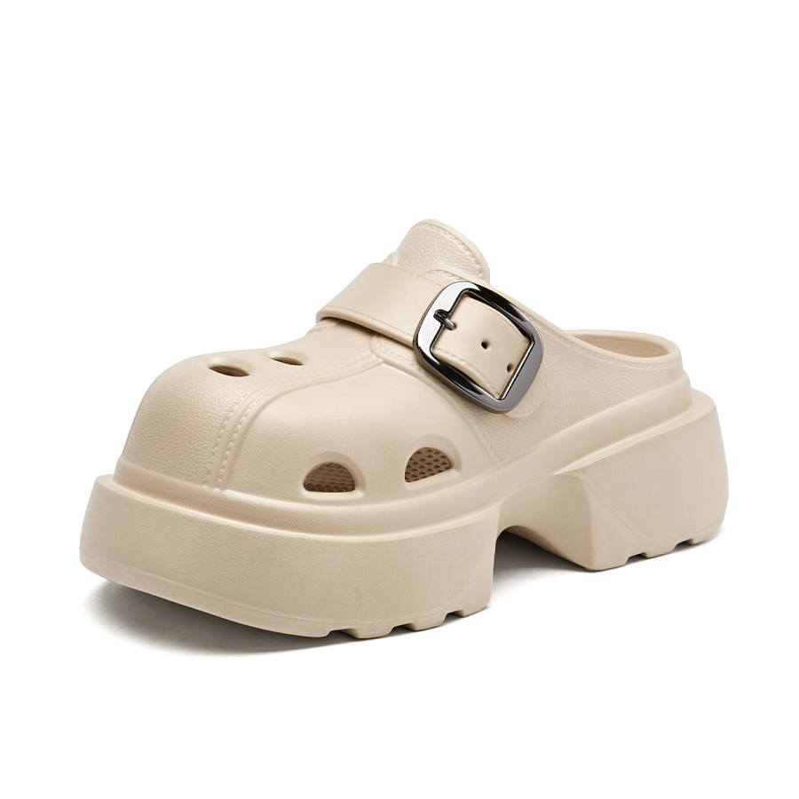 La Chapelle Warm Sand Golden Apricot Beach Sandals, Fun Geometry, Simple And Versatile, Light Oxygen Fashion EVA Clogs