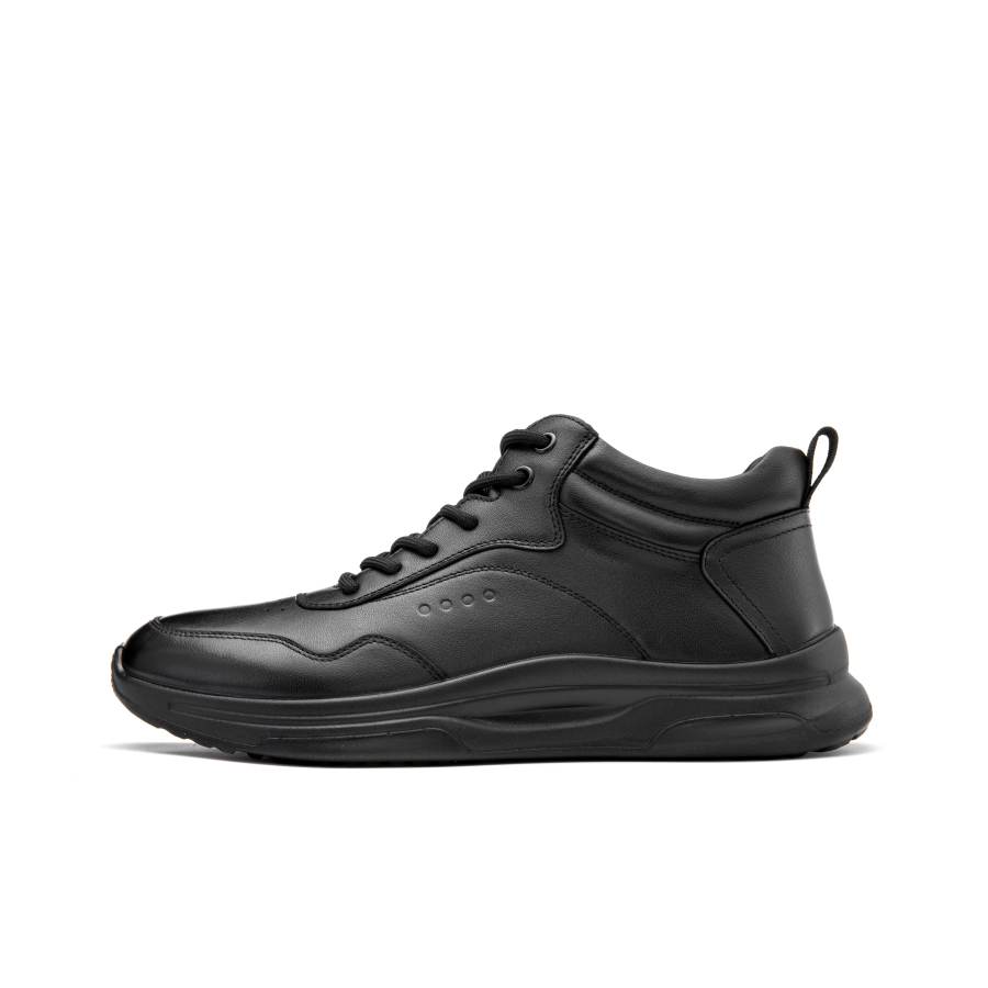AOKANG Cow Leather Mid top Casual Shoes Men's Black