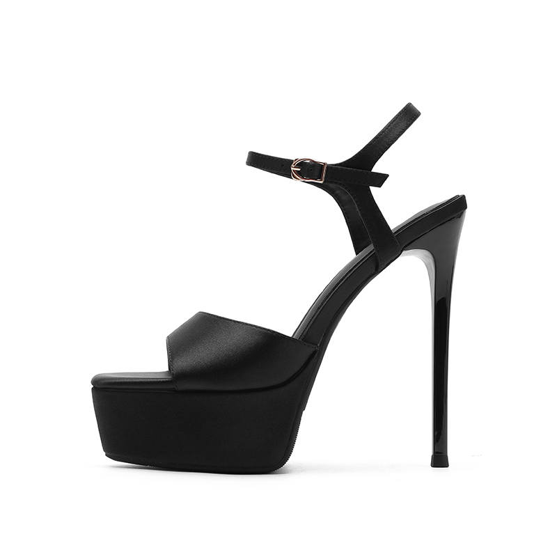 Zubumei Satin One Strap Sandals 14cm Women's