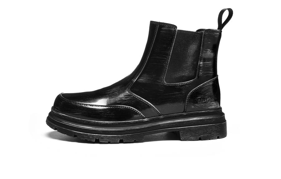 HLA HLA Synthetic Leather Short Combat Boots Men's Black