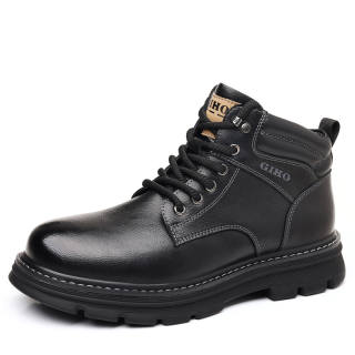 GIHO Cow Split Leather Short Combat Boots 3CM Men's