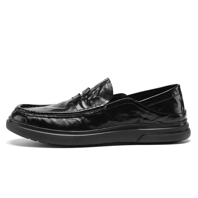 G.N.SHIJIA Cow Split Leather Loafers Low Heel Men's