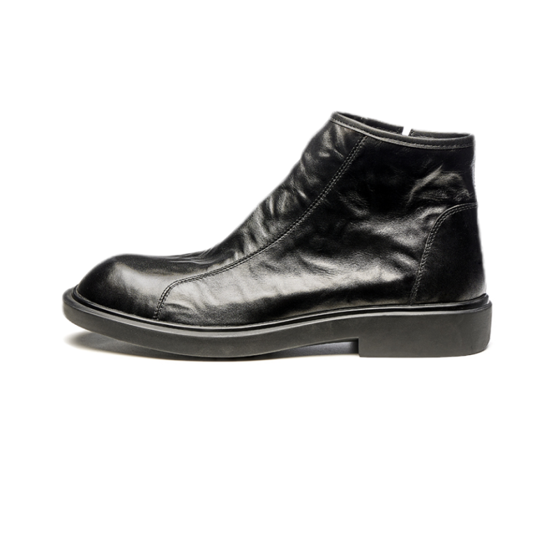 Brounvanm Top Grain Cow Leather Ankle Boots 3cm Men's