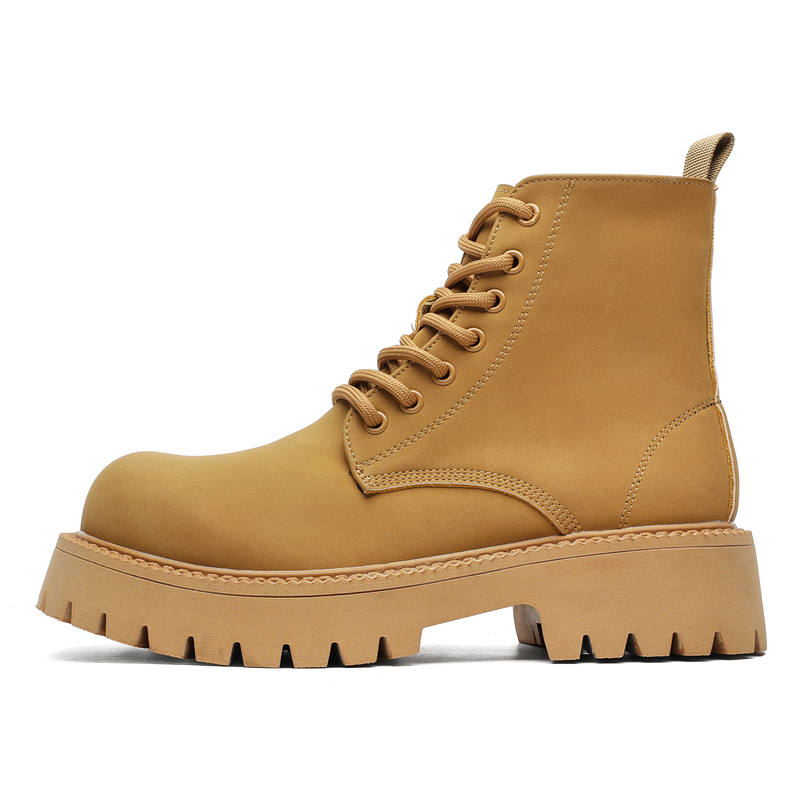 CHILANG CHILANG PU Combat Boots Unisex Yellow