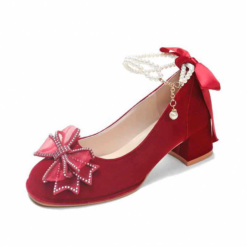 Medd Chunky Heel High Heels Women's Burgundy