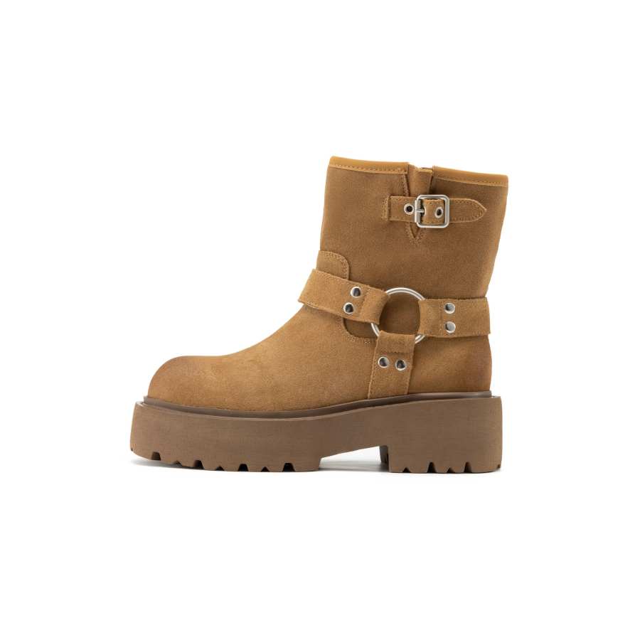 AOKANG Ankle Boots Women's Yellow Brown