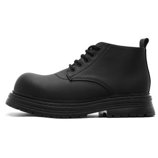ZHENRAN Microfiber Leather Short Combat Boots Men's Black