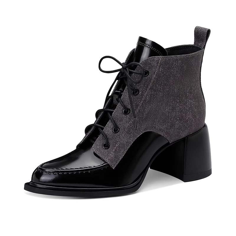 JESSICA SOPHIA Cow Leather Ankle Boots 6.5cm Women's