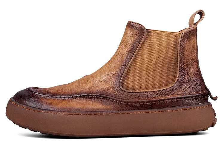 LOHAN·SIR Top Grain Cow Leather Short Chelsea Boots Men's