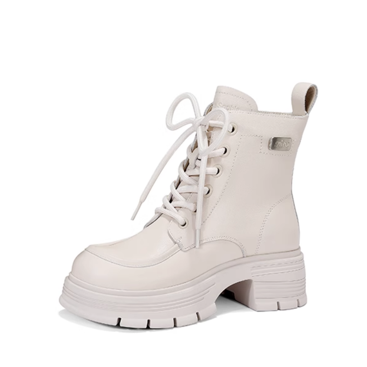 JESSICA SOPHIA Cow Leather Short Combat Boots Women's