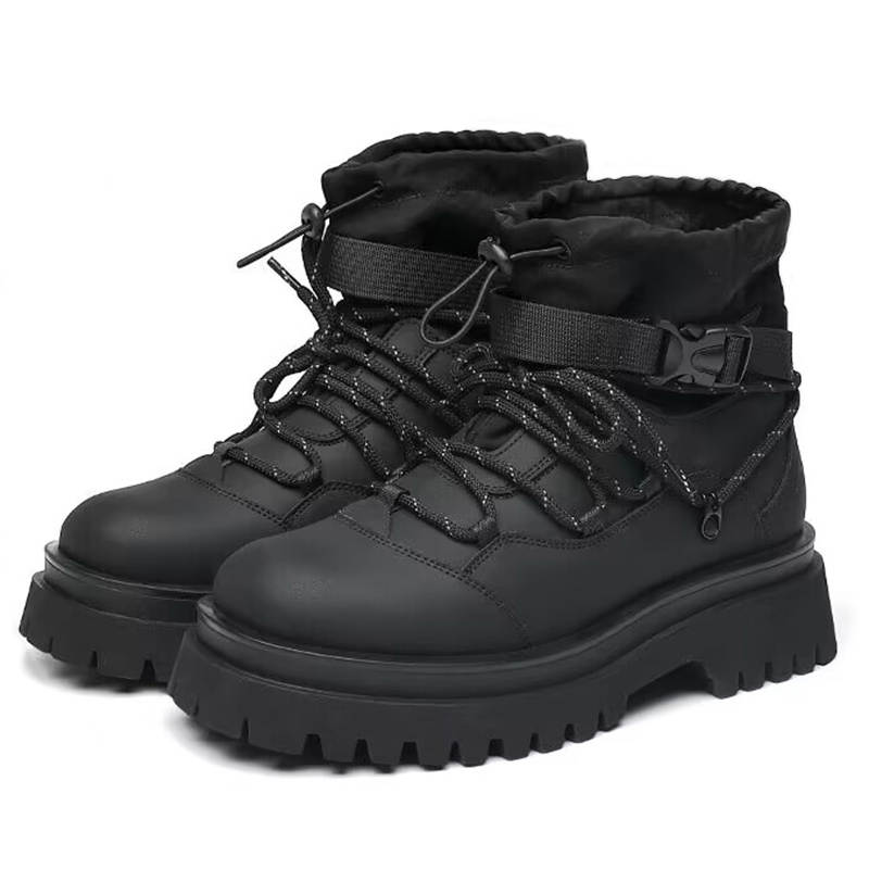 MODENGPAN MODENGPAN Cow Split Leather Short Combat Boots Unisex