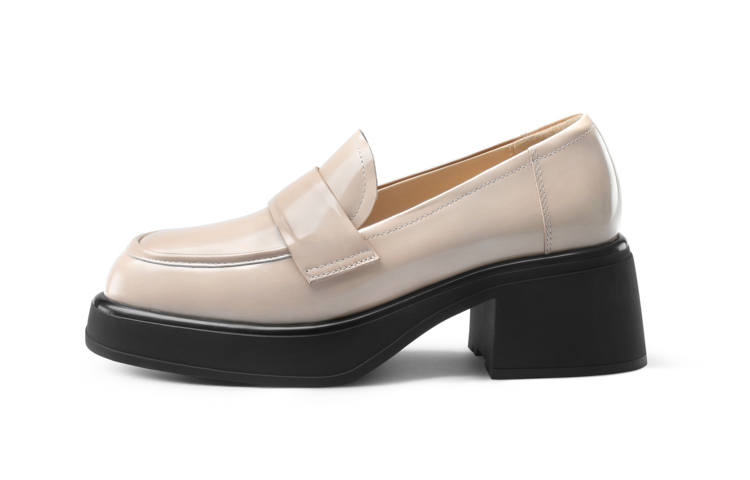 7or9 Soy Milk Rice Cake Top Grain Cow Leather Loafers 6.5cm Women's Ecru
