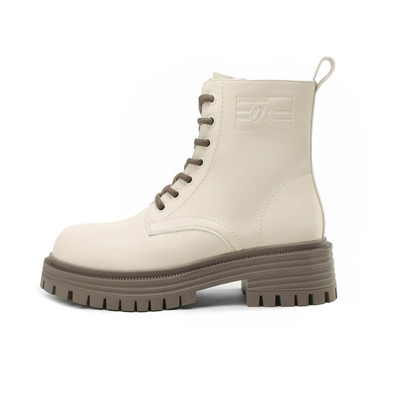 JOSINY Top Grain Pig Leather Short Combat Boots 4.5cm Women's