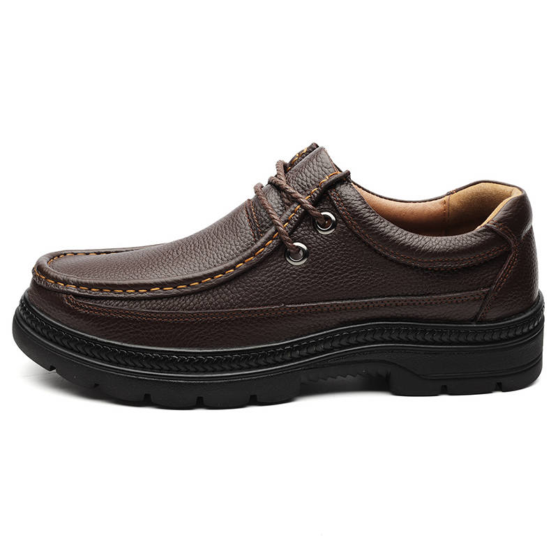 WENNAI Top Grain Cow Leather Casual Shoes Men's Brown
