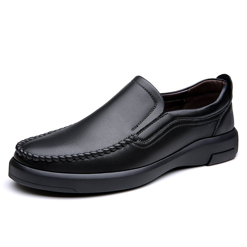CITONGXIANSHENG Cow Split Leather Versatile Casual Shoes Men's Black