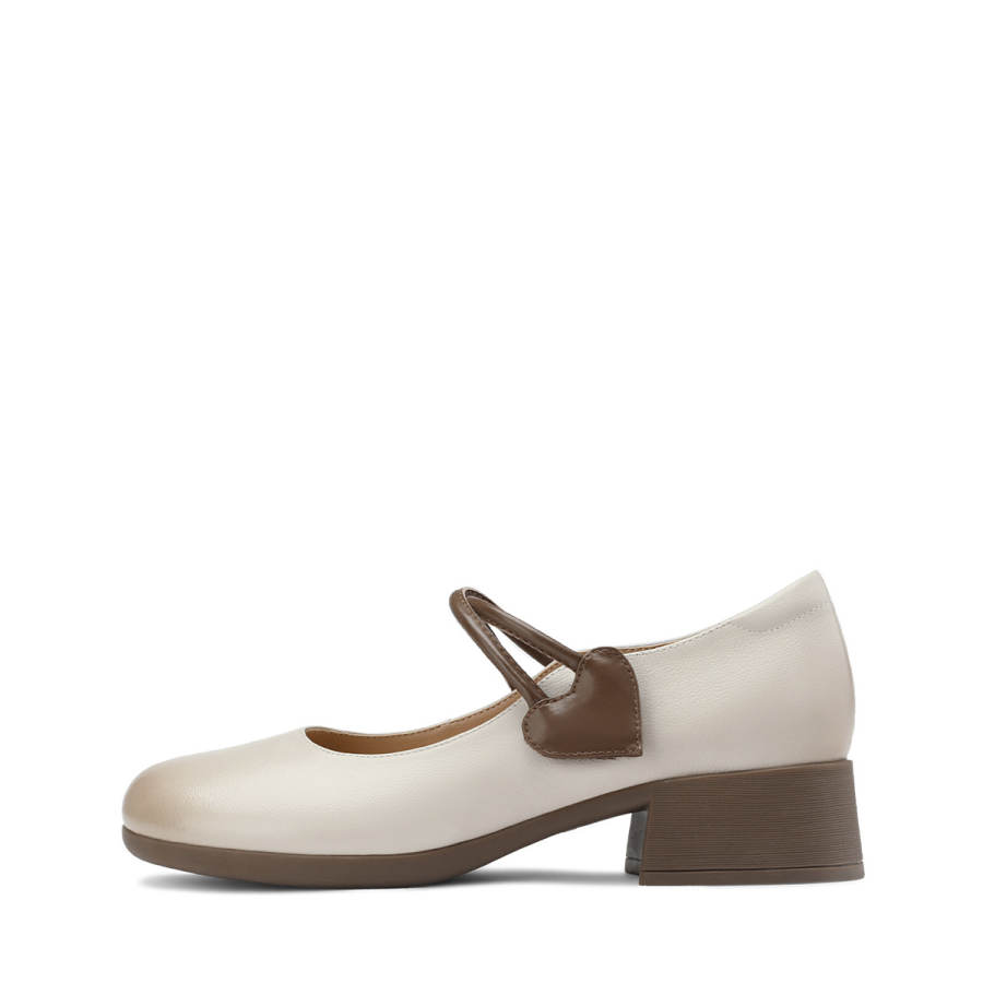 BOERDIQI Top Grain Cow Leather Chunky Heel Mary Jane Shoes Women's
