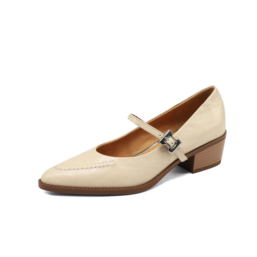 FMM Sheepskin Chunky Heel High Heels Women's