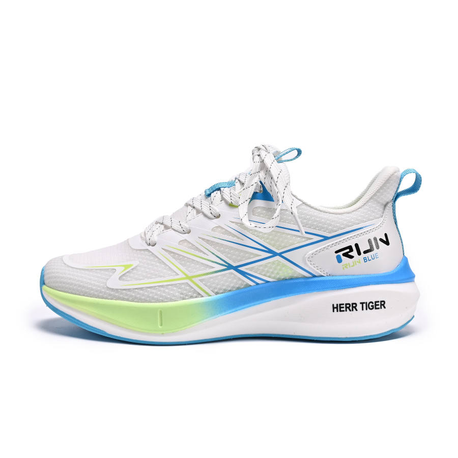 HERR TIGER Cushioning Anti-Slip Wear-Resistant Breathable Lightweight Rebound Low-Top Running Shoes Unisex White Blue