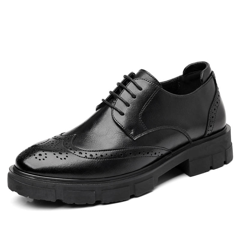 CITONGXIANSHENG Cow Split Leather Casual Shoes Men's Black