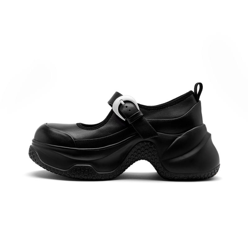 CHERYKALLY French Preppy Top Grain Cow Leather Platform Mary Jane Shoes 6.5cm Women's
