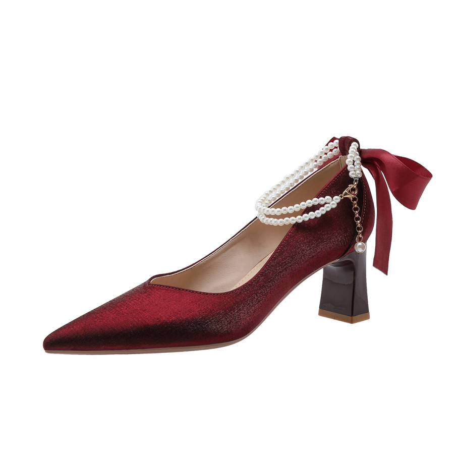 Zubumei Silk Chunky Heel High Heels 6CM Women's