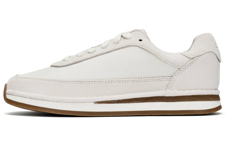 Clarks Cow Split Leather Low top Casual Shoes Women's White