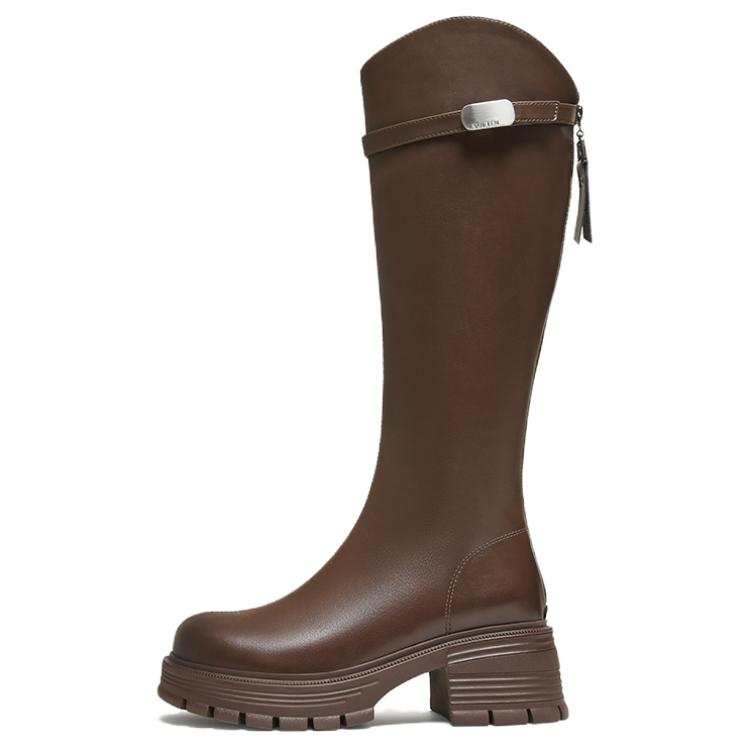 BASTO Knee High Boots Women's Black Brown