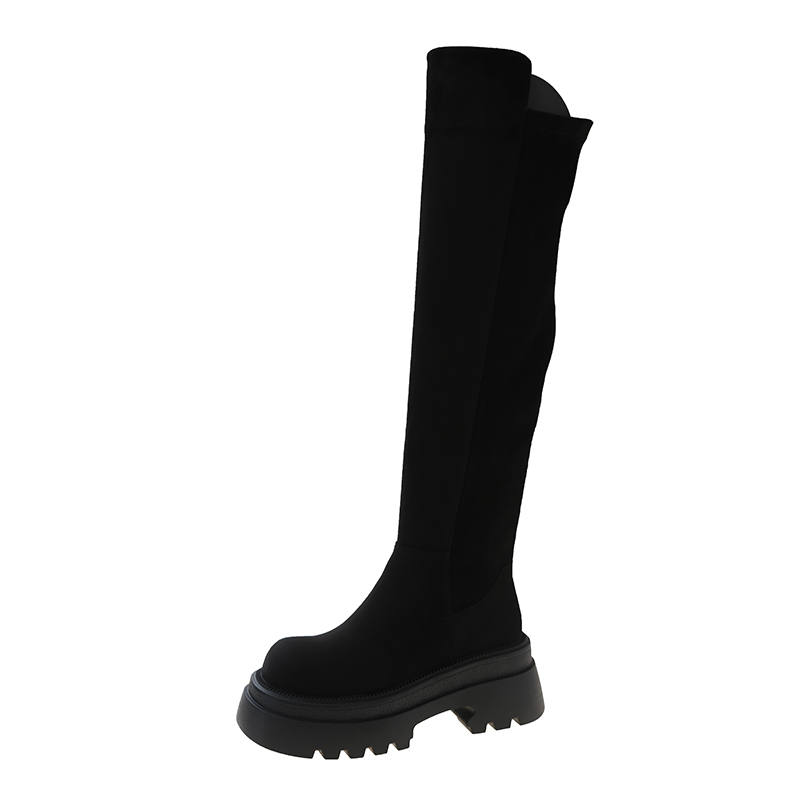 Nrillo Suede Fleece Lined Comfortable Fashion Trendy Versatile Slimming Over the knee Boots Women's