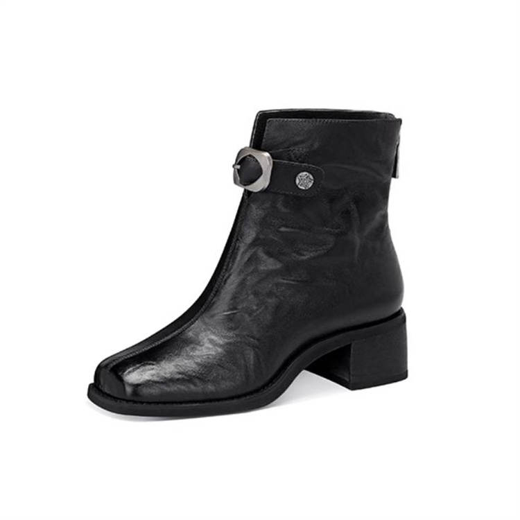 JESSICA SOPHIA Top Grain Cow Leather Ankle Boots 4cm Women's