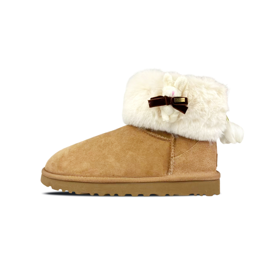 UGG CLASSIC MINI Sheepskin Thermal Abrasion Resistant Height Increasing Short Snow Boots Women's Brown