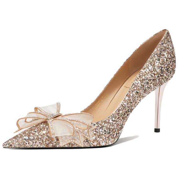 Zubumei Slim Heel High Heels Women's Gold