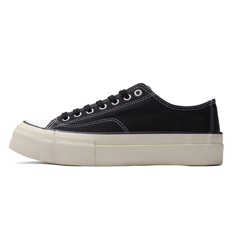 Flange Bullo Abrasion Resistant Breathable Height Increasing Low top Canvas Shoes Unisex Black