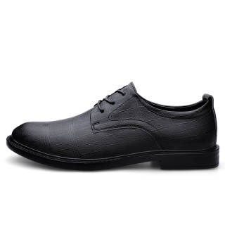 DUNNU Casual Leather Shoes Men's Low Top Black