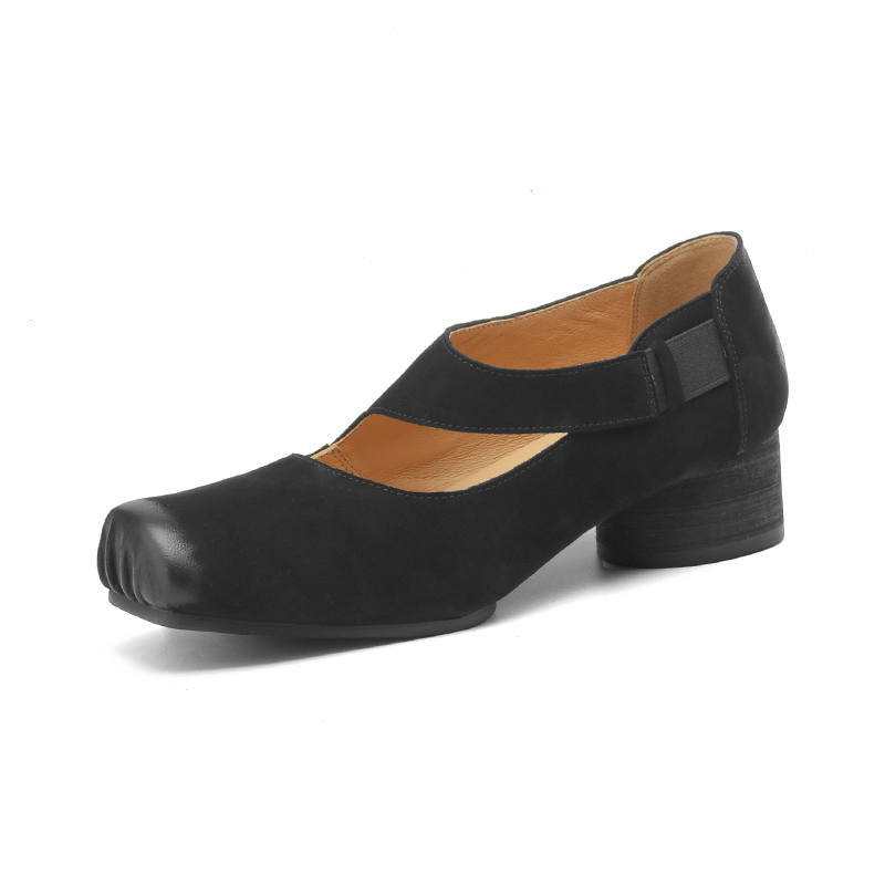 Echo&yolo Sheepskin Chunky Heel Mary Jane Shoes 4cm Women's