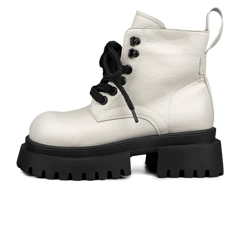 N6N8 PU Short Combat Boots Platform Women's Black