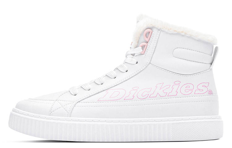Dickies Microfiber Leather Fleece Lined Fashion Casual High top Skateboard Shoes Women's White