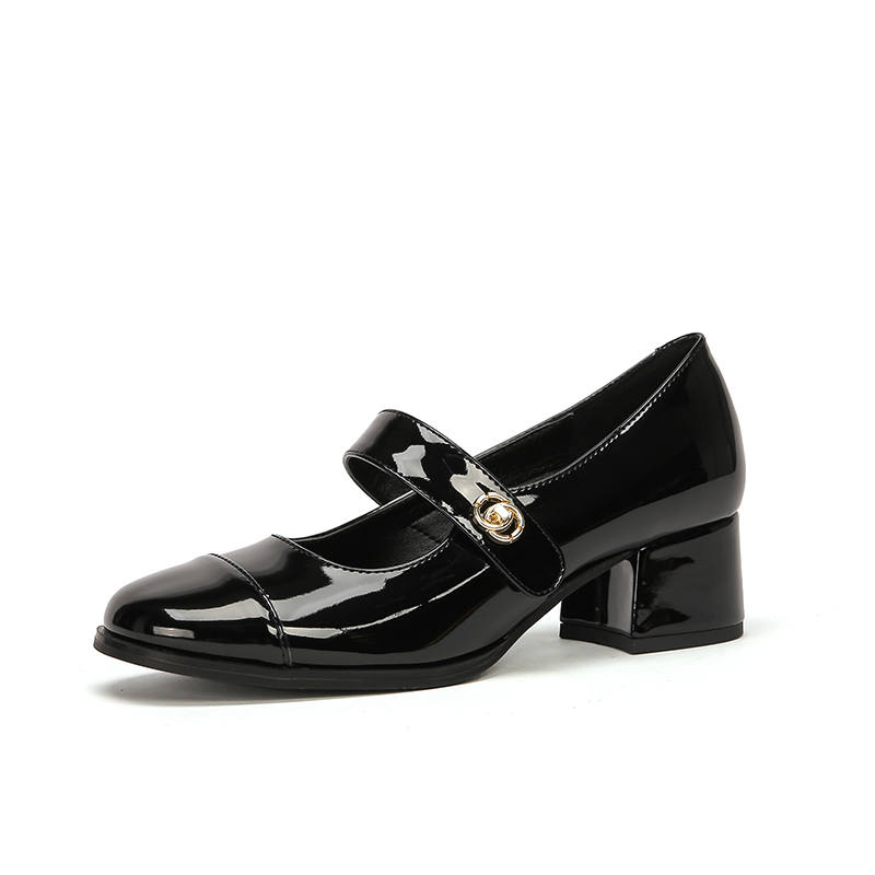 ZUOMILUO Microfiber Leather Chunky Heel Mary Jane Shoes 4.5cm Women's