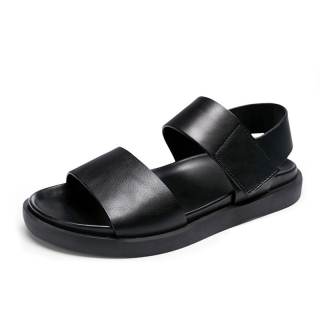Brounvanm Top Grain Cow Leather One Strap Sandals 3cm Men's Black