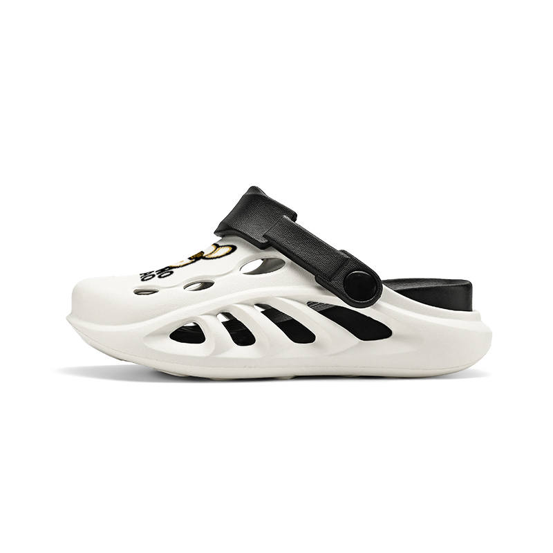 YINGLUNQISHI Top Grain Cow Leather Clogs Unisex White Black