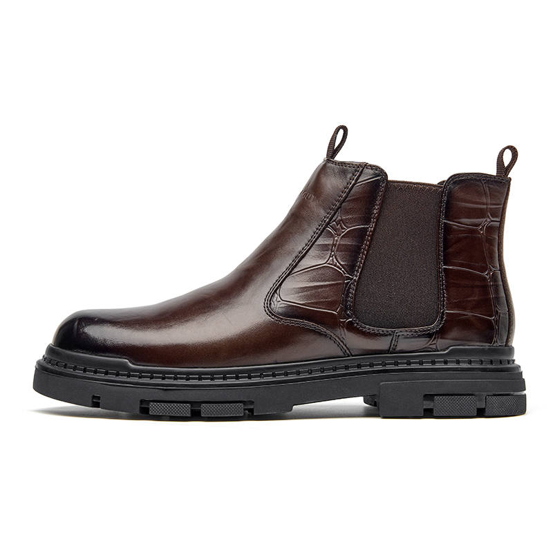 Montagut Top Grain Cow Leather Short Chelsea Boots Men's