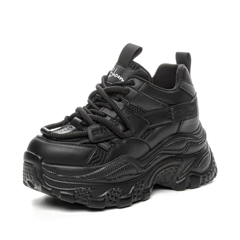 Shangjinni Microfiber Leather Mid top Chunky Sneakers Women's