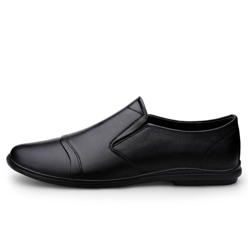 YINGLUNQISHI Top Grain Cow Leather Casual Shoes Men's Black